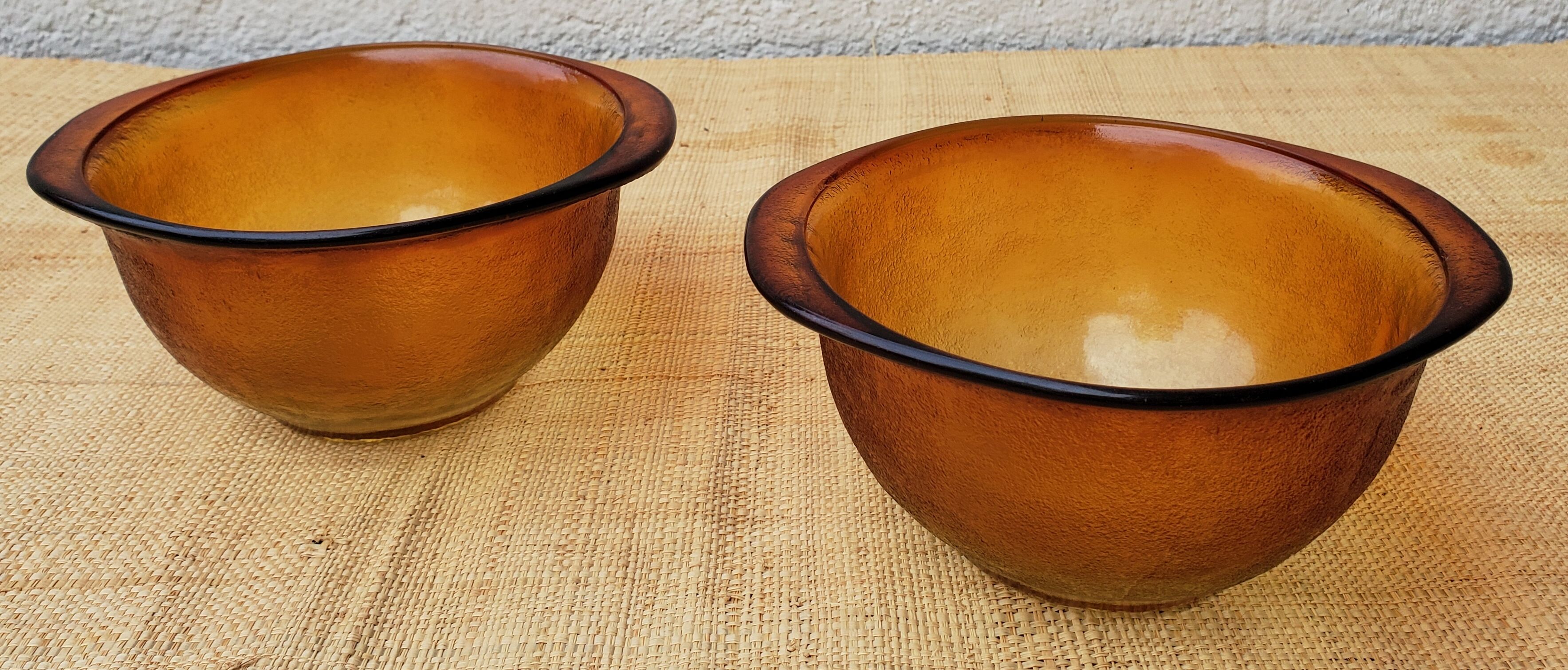 Duo of amber bowls