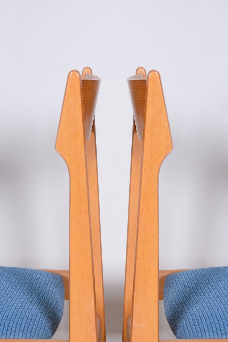 Chaises de salle à manger en hêtre de milieu de siècle attribuées à Dyha Brno, années 1950, ensemble de 4