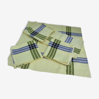 Five cotton napkins, woven pattern, Basque style
