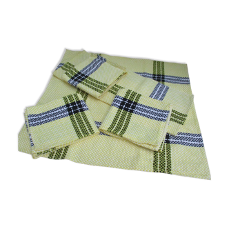 Five cotton napkins, woven pattern, Basque style