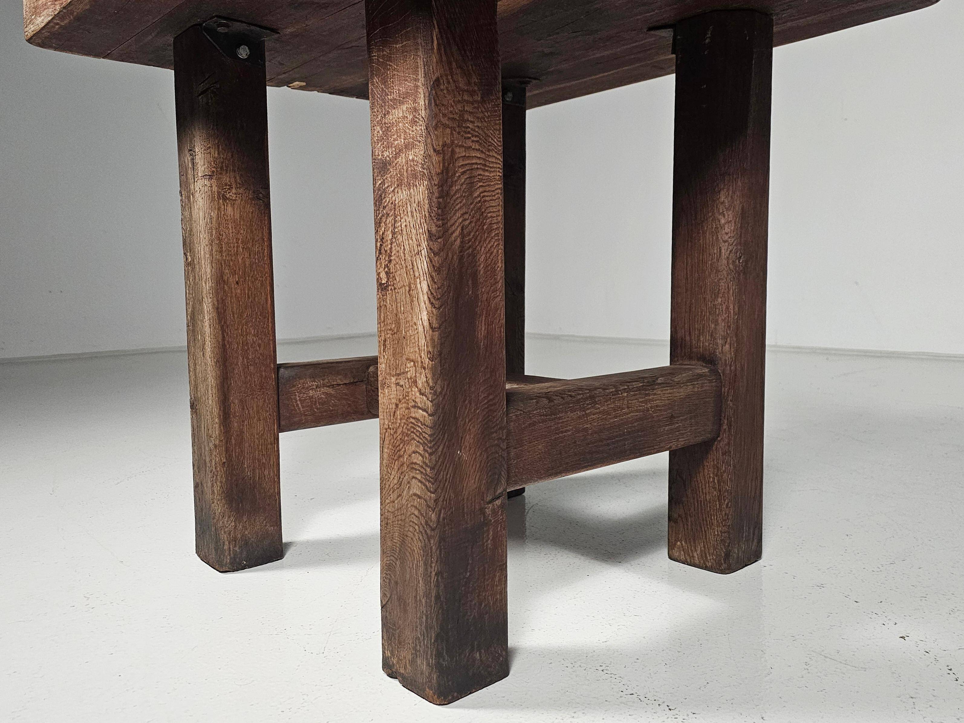 Mobichalet kitchen table/island in solid oak, Belgium, 1950s