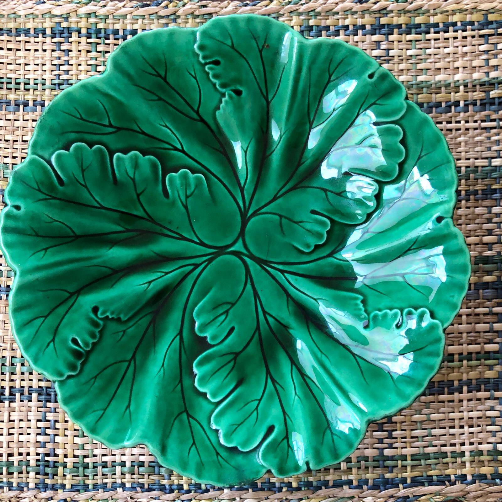 Fruit bowl / compote dish in green earthenware