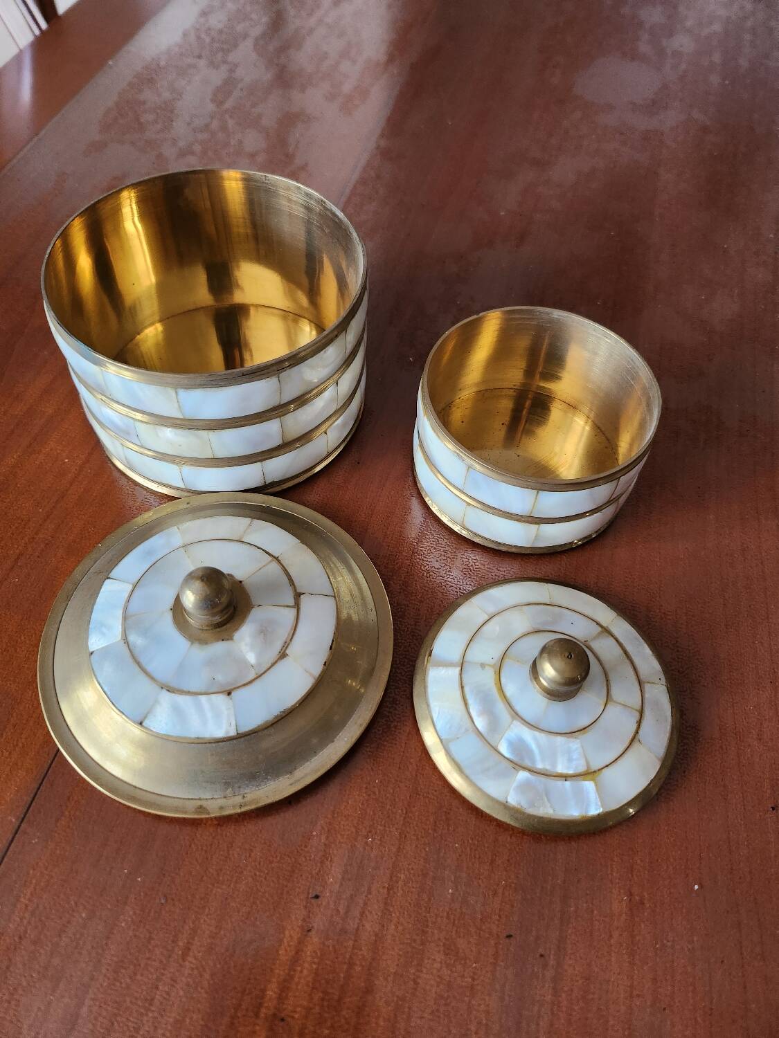 Brass and mother-of-pearl boxes