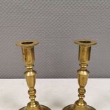 A set of vintage brass candlesticks, made by MALM Denmark in the 1960-70s.