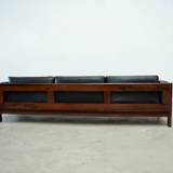 Italian leather and rosewood sofa