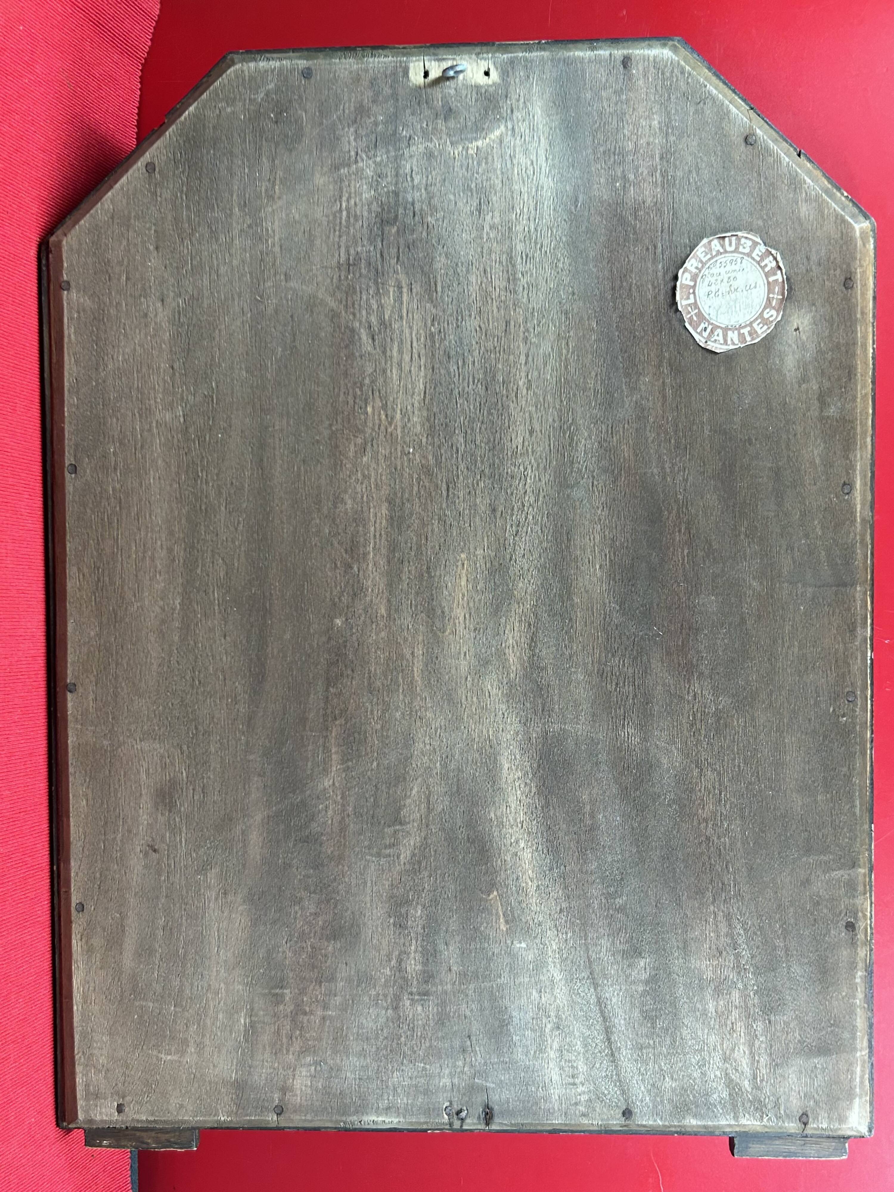 Mirror countryside wood and moulded stucco painted with gold garlands - 50 x 37 cm