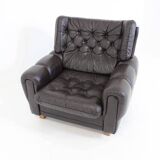 Czech Brown Leather Armchair from Vyber, 1970s