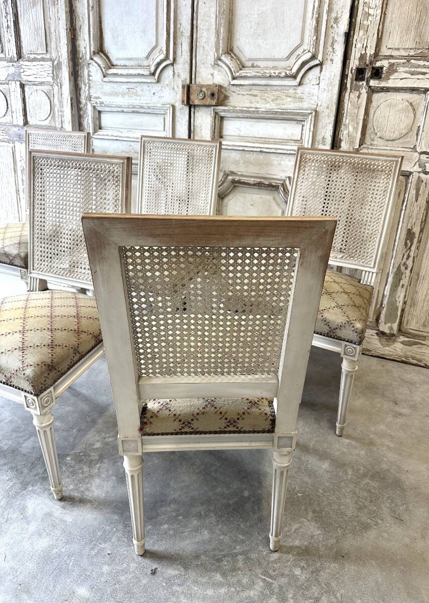 Set of 6 lacquered Louis XVI chairs circa 1950