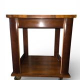 Art Deco wooden side table / serving trolley on wheels