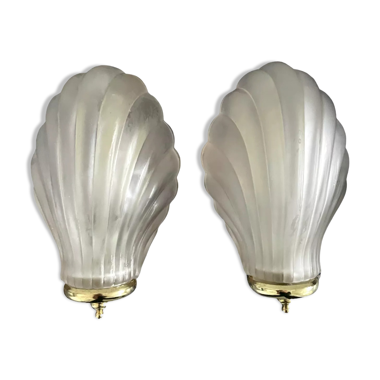 Pair of shell appliques or glass paste shells