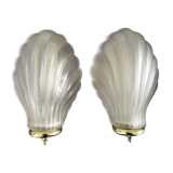 Pair of shell appliques or glass paste shells