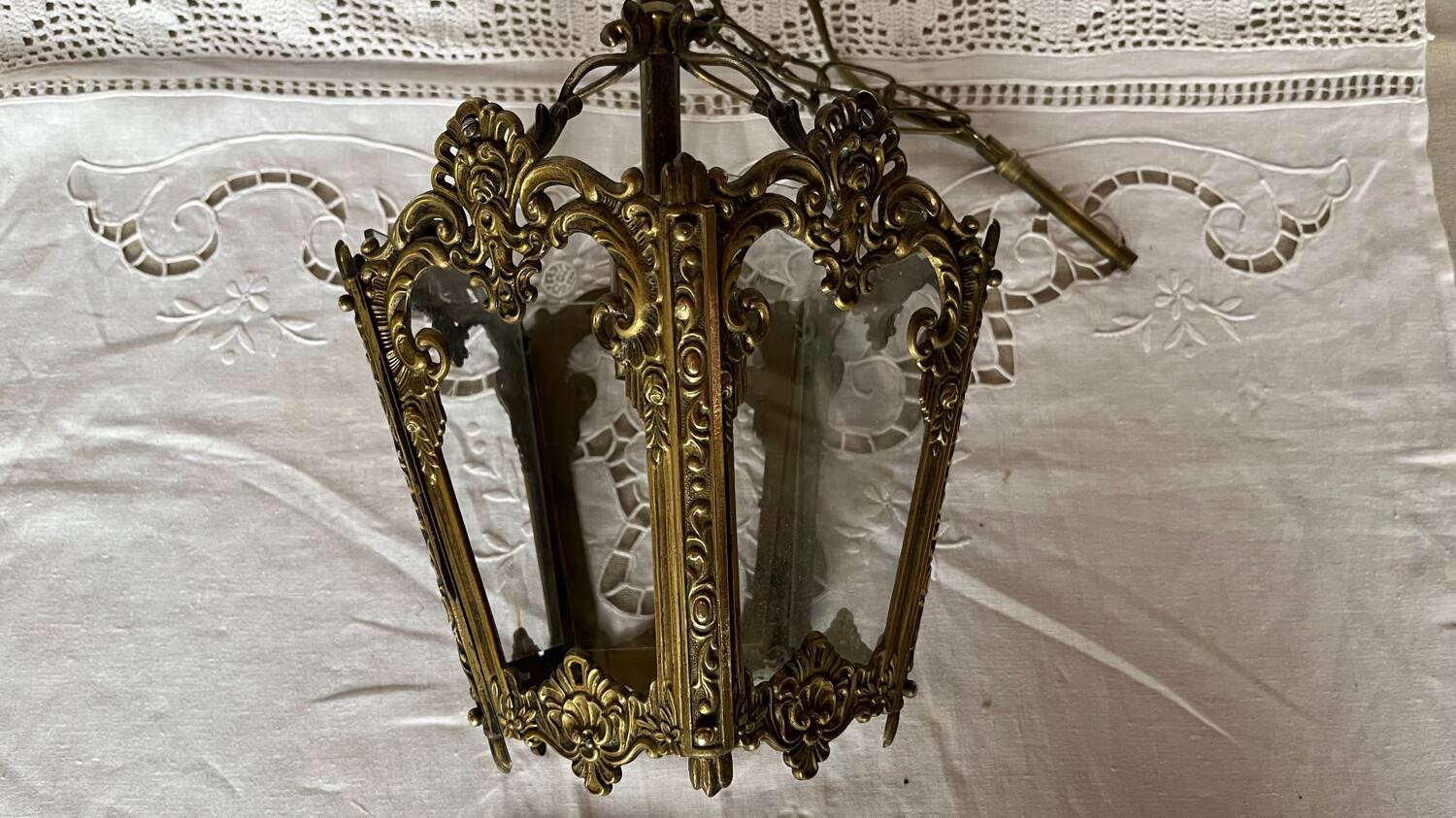 Vintage brass lantern pendant