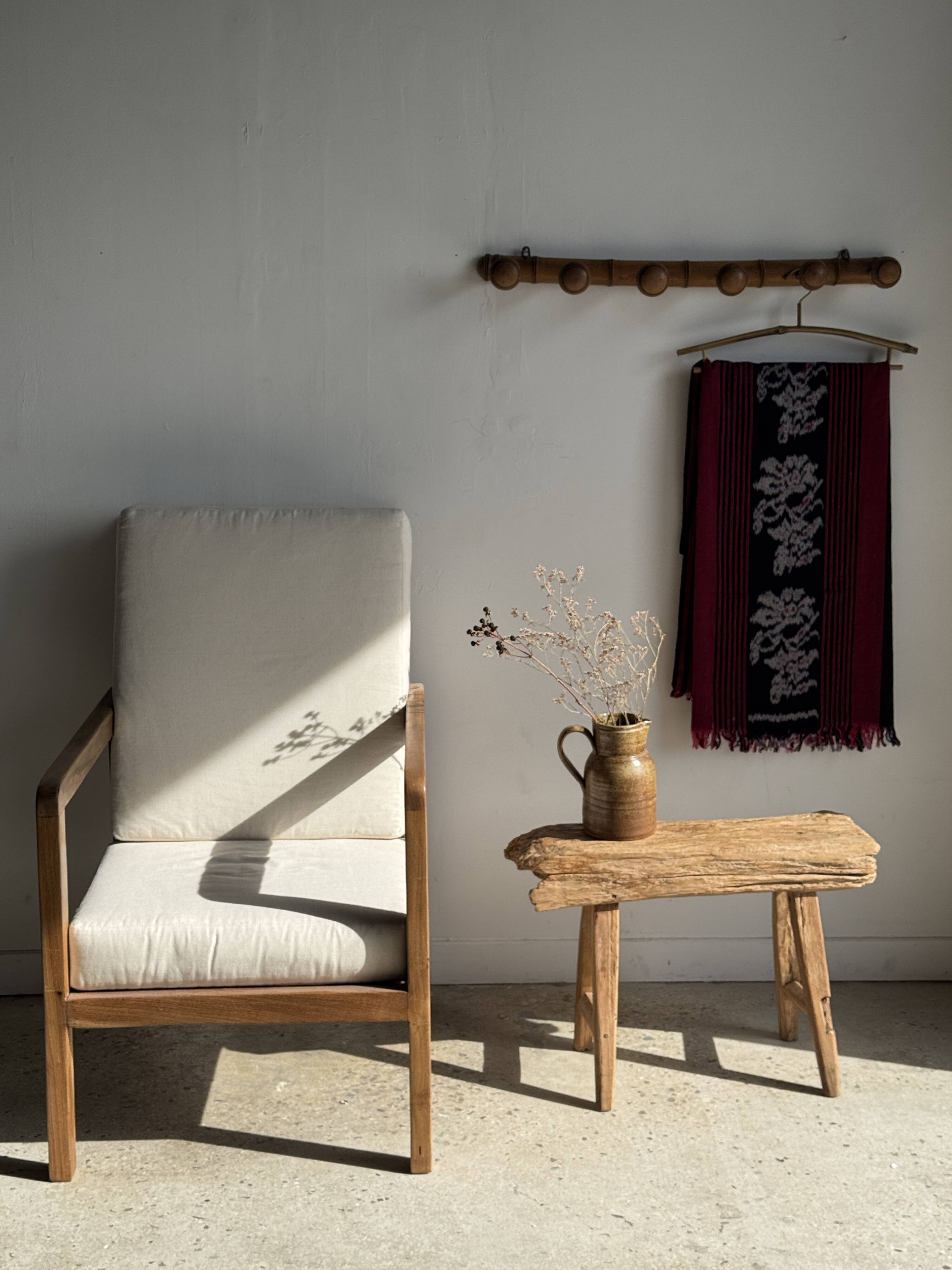 Large vintage wooden coat rack with 6 bamboo effect hooks L79