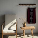 Large vintage wooden coat rack with 6 bamboo effect hooks L79