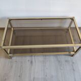 Coffee table in gilded brass smoked glass design 1970s