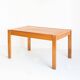 Extendable table and 4 chairs set with a rationalist design in solid elm wood. France, 70's