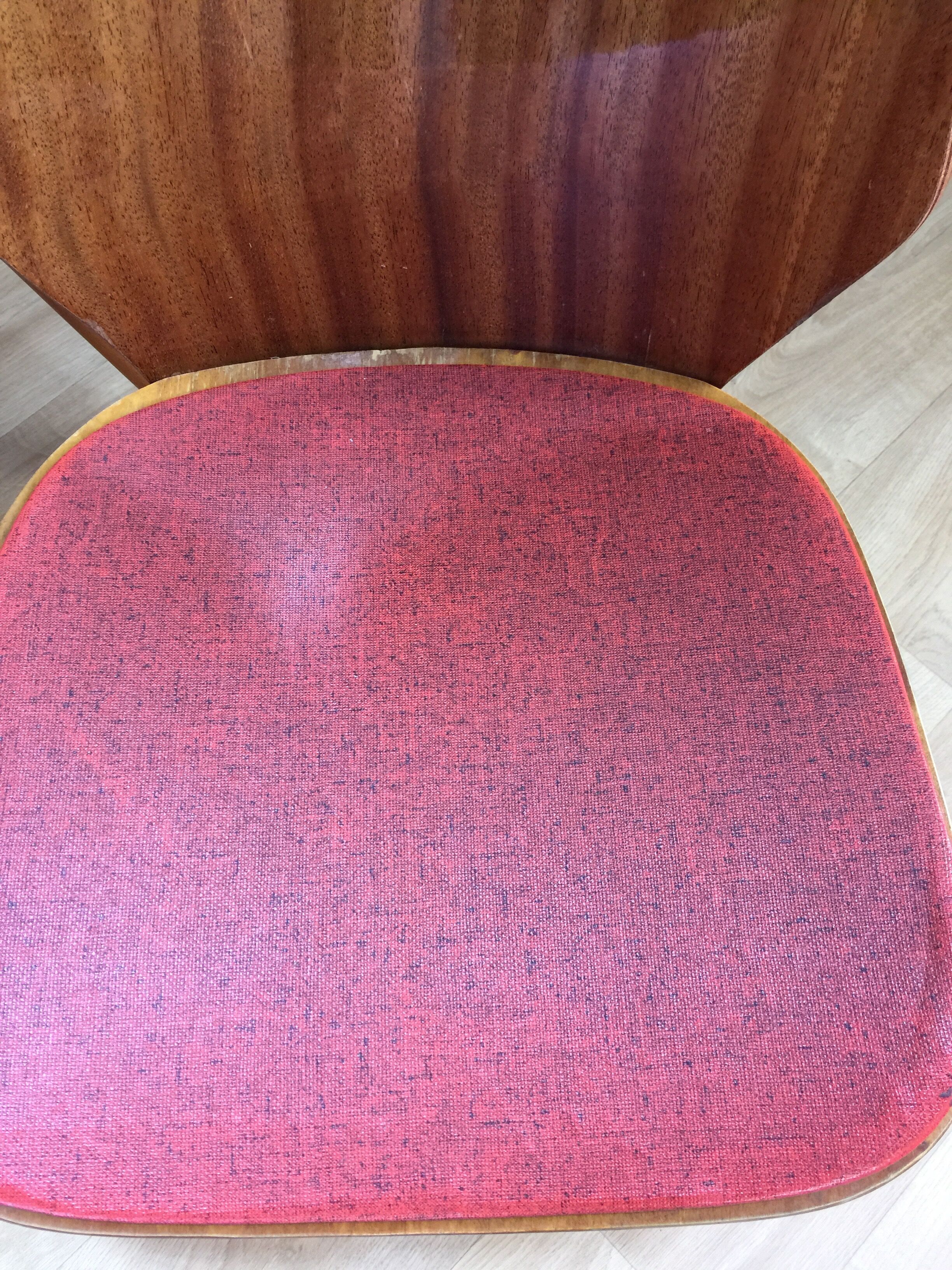 Lot of 4 chairs 1960s skai red compass feet