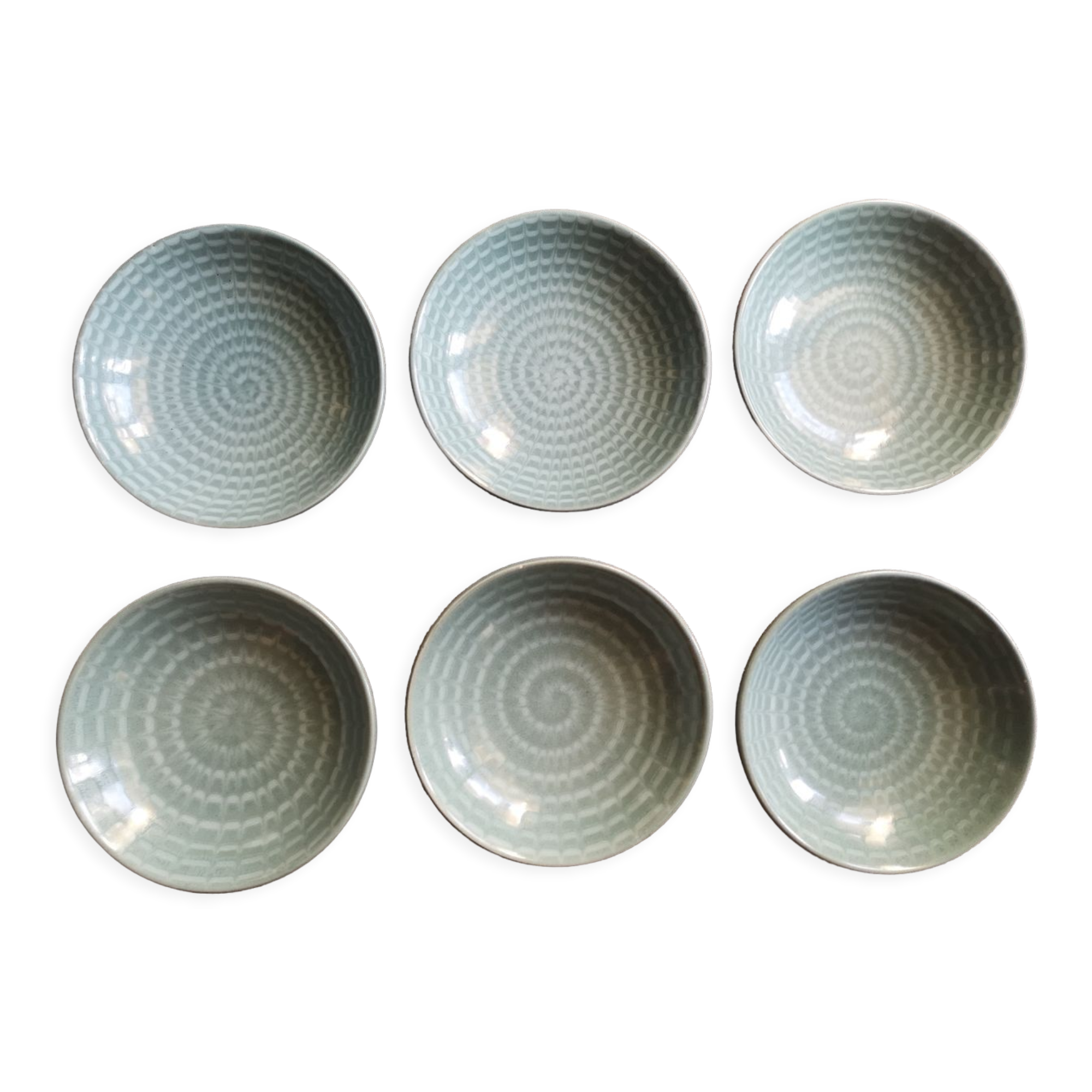 Set of 6 faience cups from Longchamps 1970s