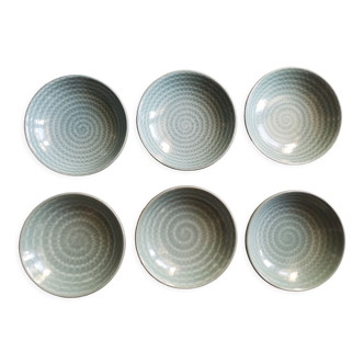 Set of 6 faience cups from Longchamps 1970s