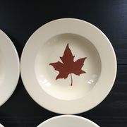 Lot 4 assiettes décor feuille
