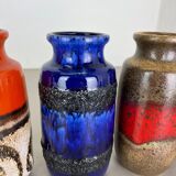 Set of Four Vintage Pottery Fat Lava Vases Made by Scheurich, Germany, 1970s