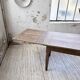 Solid oak farmhouse table with integrated extensions 1950