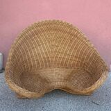 1970s rattan lotus meditation chair