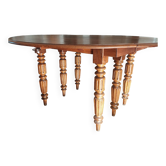 Table de séjour rabattable et extensible (2 rallonges) en bois et pieds moulurés