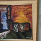Lennart Hall, Swedish abstract painting, 1960s, Oil on panel, Framed