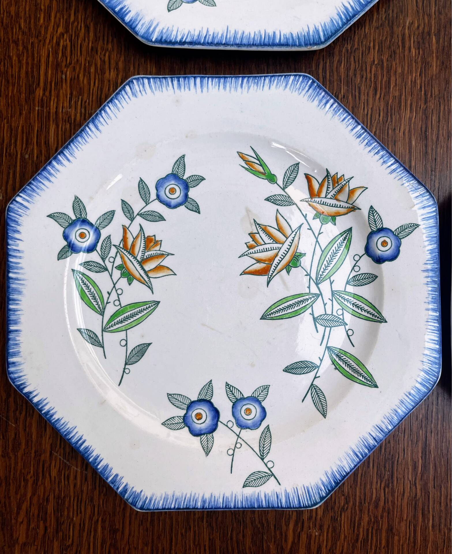 Set of 4 antique Longwy starter or dessert plates.
