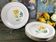 6 assiettes plates blanches rose jaune Moulin des loups Orchies