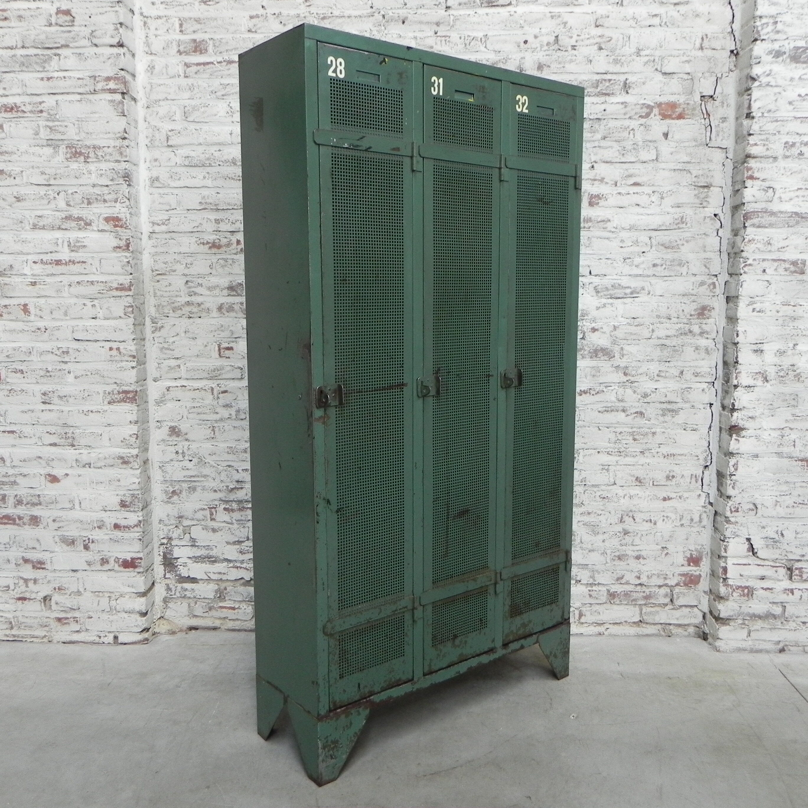 Industrial steel locker with 3 doors