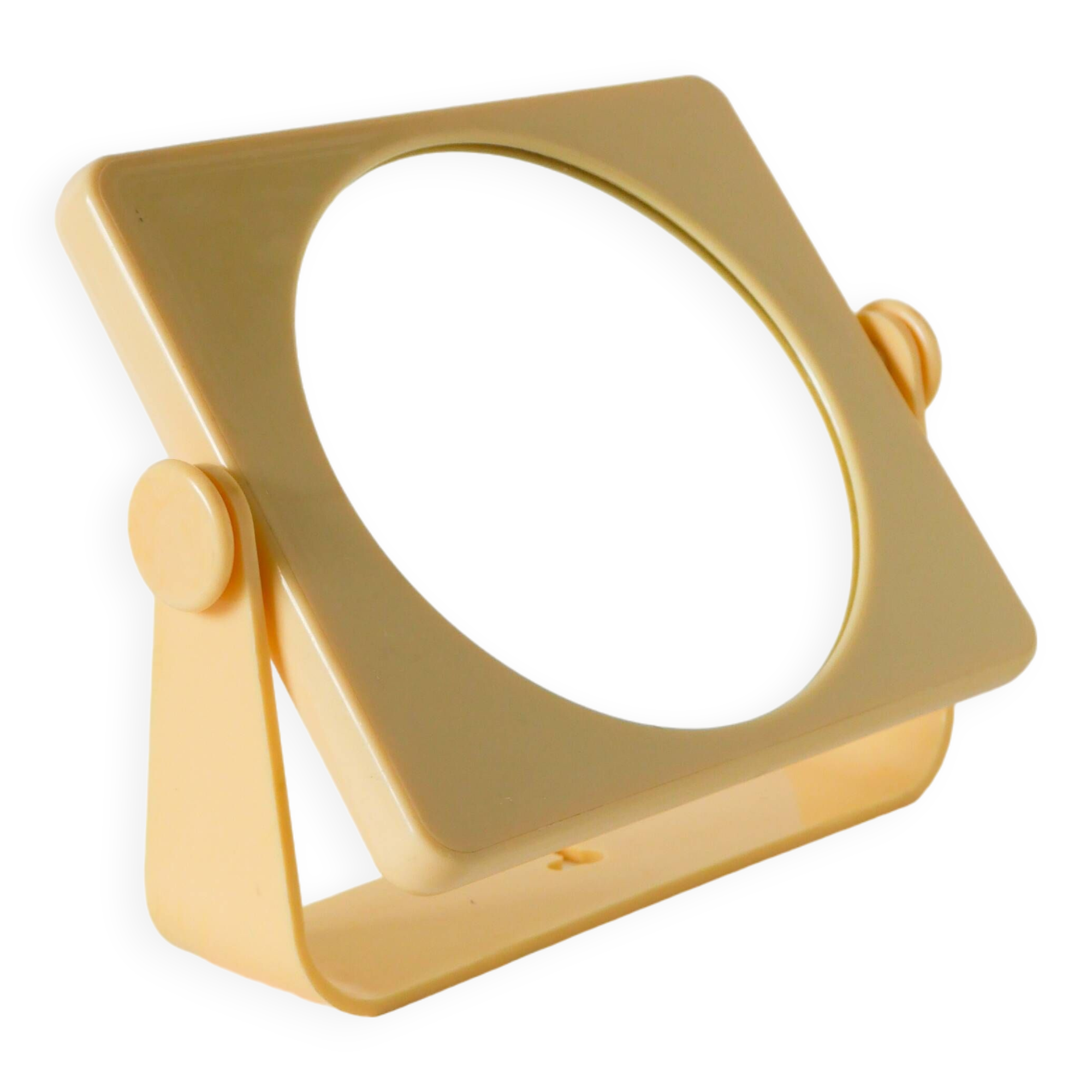 Small cream plastic bathroom mirror to attach, 1970s