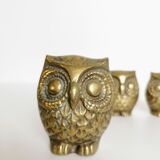 Trio of brass owls