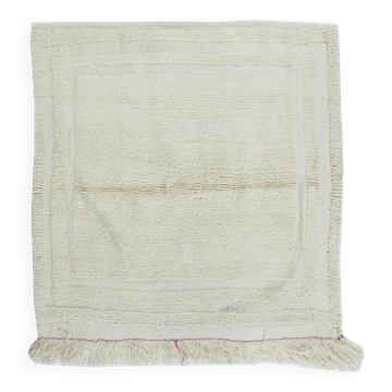 Vintage Minimalist Turkish Tulu Accent Rug Made of Natural Beige Wool