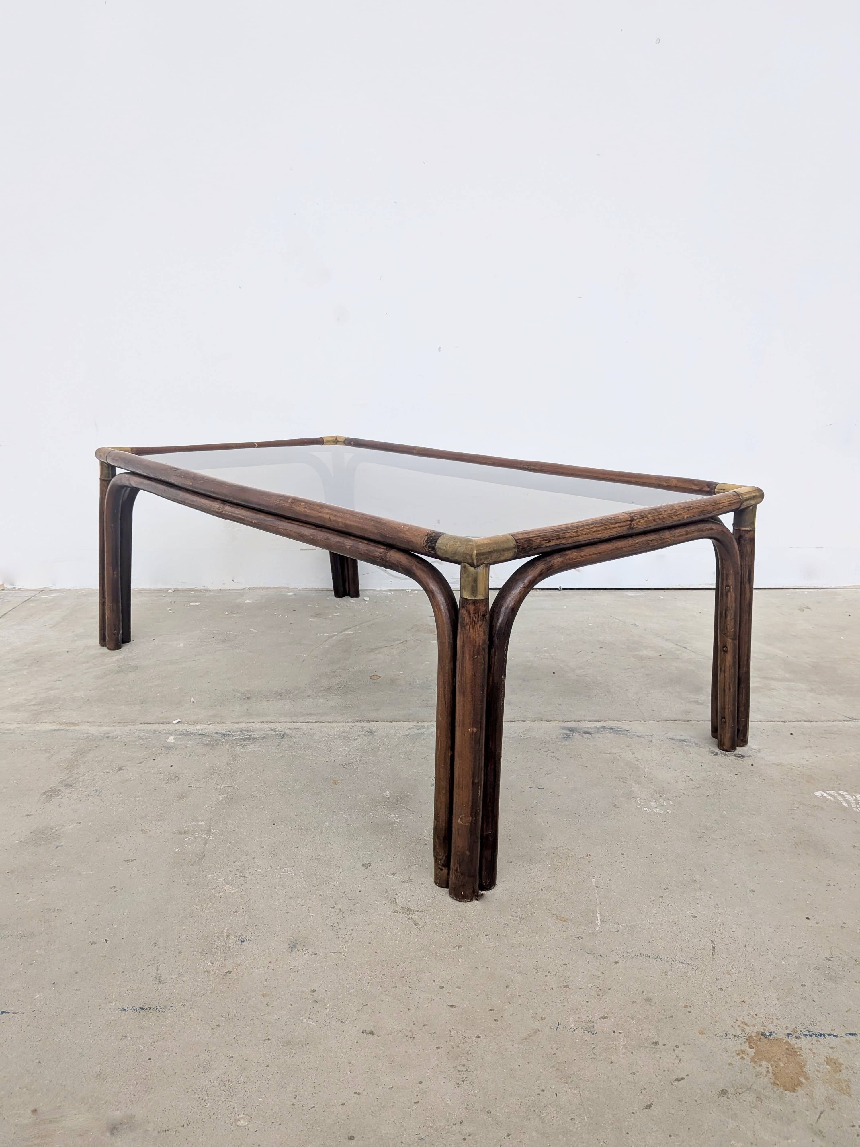 Bamboo and glass coffee table