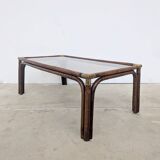 Bamboo and glass coffee table