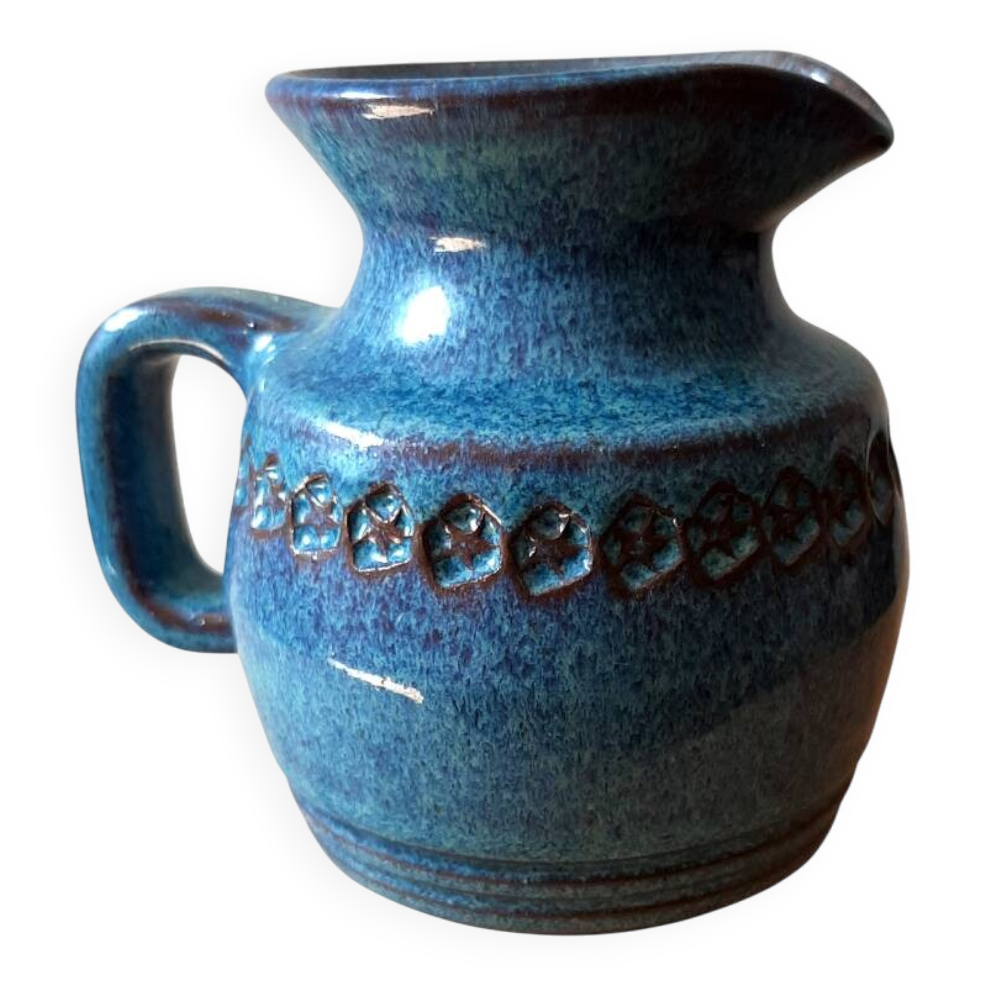 Blue ceramic pitcher Emile Masson Vallauris