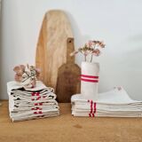 Striped and monogram linen tea towel