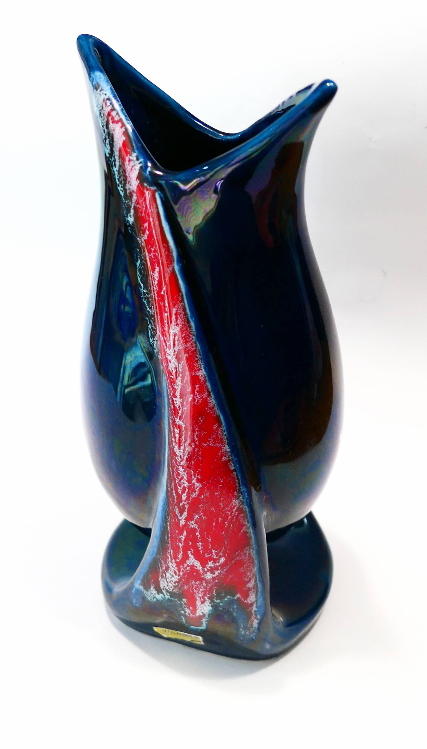Vase Vallauris forme libre moderniste 1950-60 Bleu rouge