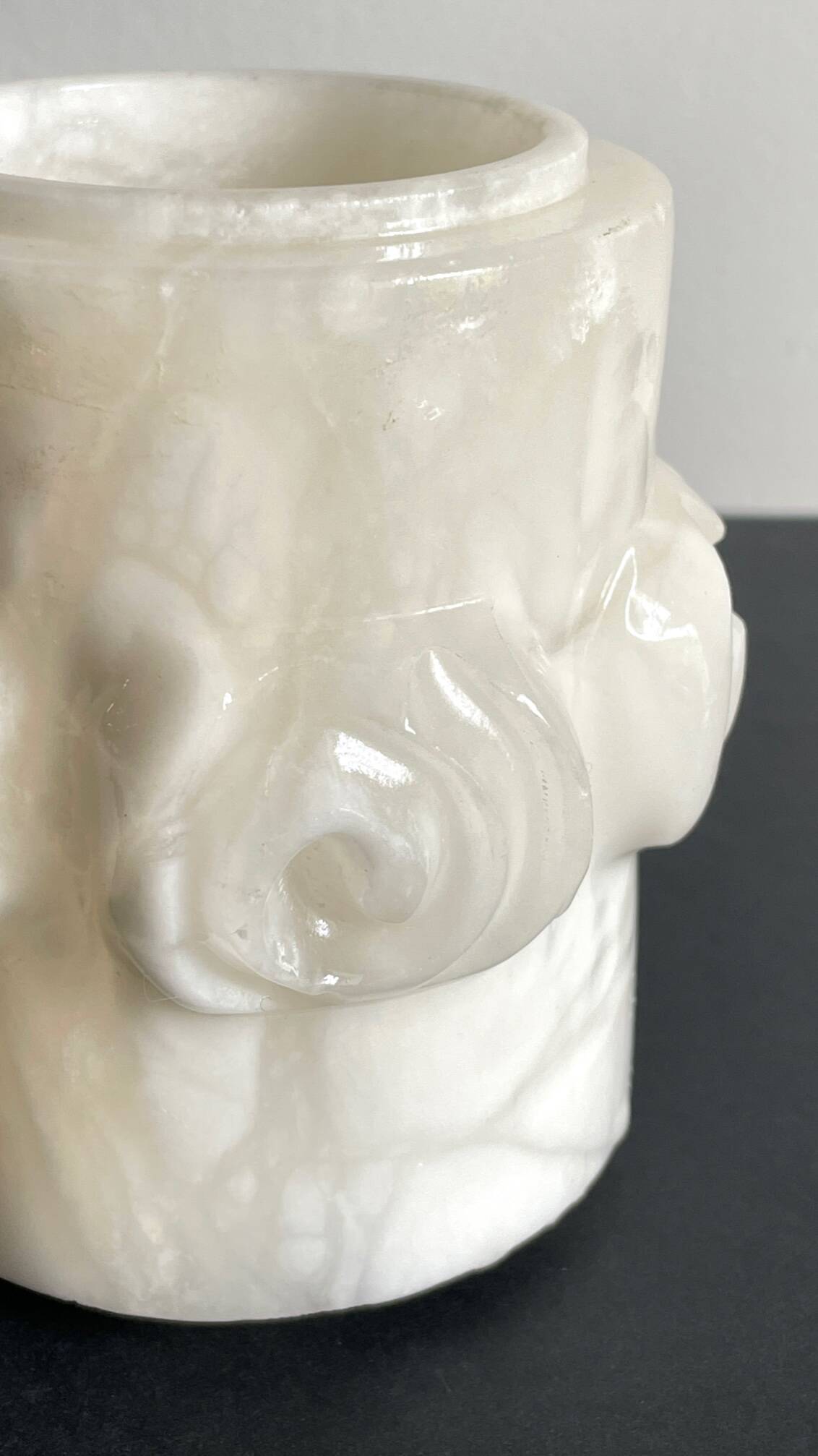 Vintage alabaster stone pencil pot