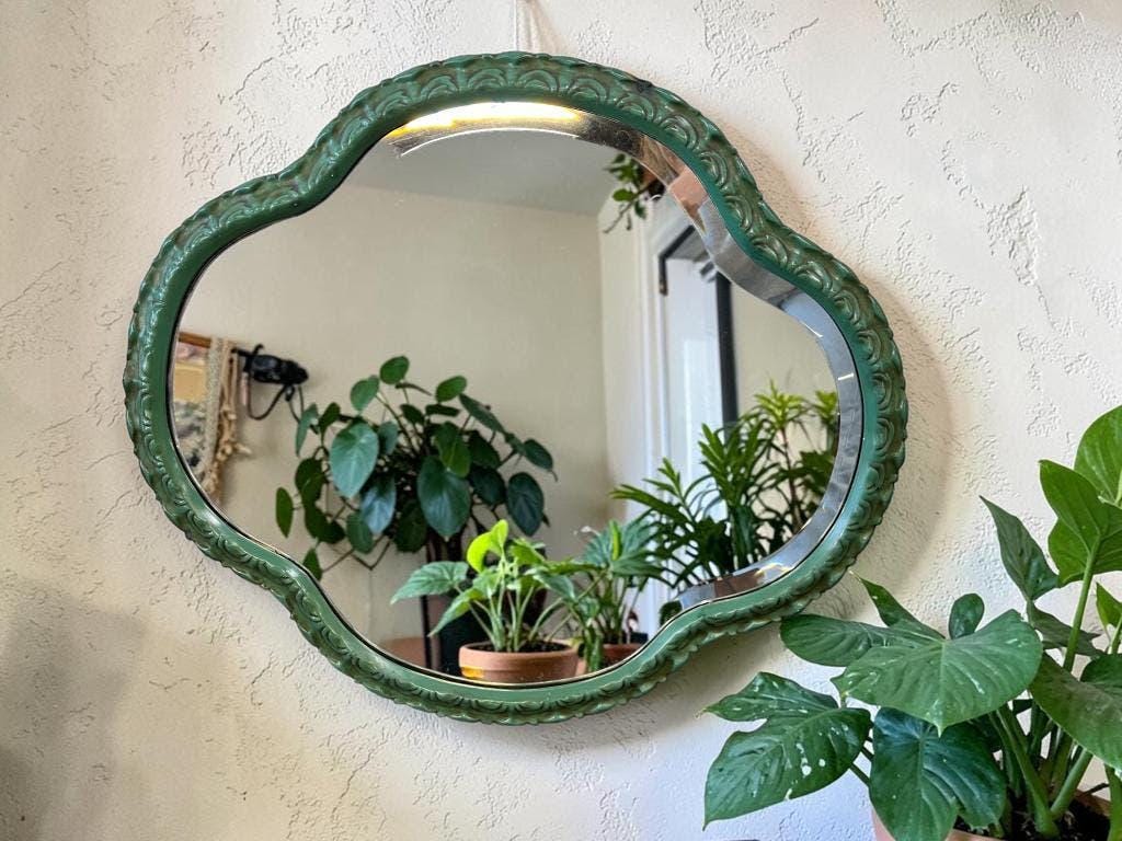 Vintage green organic wall mirror