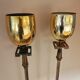 Pair of milked art deco metal lampposts