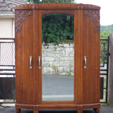 Art deco cabinet, wardrobe and shelves, carved wood cabinet, storage cabinet