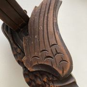 Pair of winged dragon sconces in carved wood