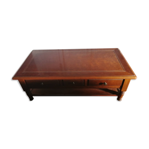 table basse en marqueterie - merisier