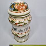 Hand-decorated enamelled ceramic apothecary pot, "Ong. Rasino"