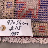 Small Vintage Turkish Rug 97x54 cm, Short Runner, Tribal, Shabby Chic