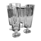 5 flûtes à champagne en cristal Année 70