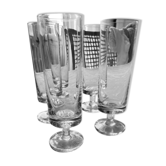 5 flûtes à champagne en cristal Année 70